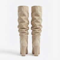 Botte haute beige Daim Synthétique Femme - Santiags modernes sans ornements superflus 3