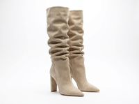 Botte haute beige Daim Synthétique Femme - Santiags modernes sans ornements superflus 1