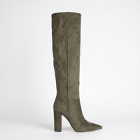 Botte haute gris Daim Synthétique Femme - Santiags marron à bout amande sophistiqué 2