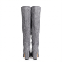 Botte haute gris Daim Synthétique Femme - Élégantes santiags grises à talon carré 3