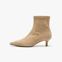 Bottine à talon beige Daim Femme - Bottines pointues au style western chic 2