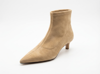 Bottine à talon beige Daim Femme - Bottines pointues au style western chic 1