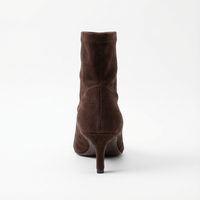 Bottine à talon marron foncé Daim Femme - Élégance sophistiquée avec bout pointu audacieux 3