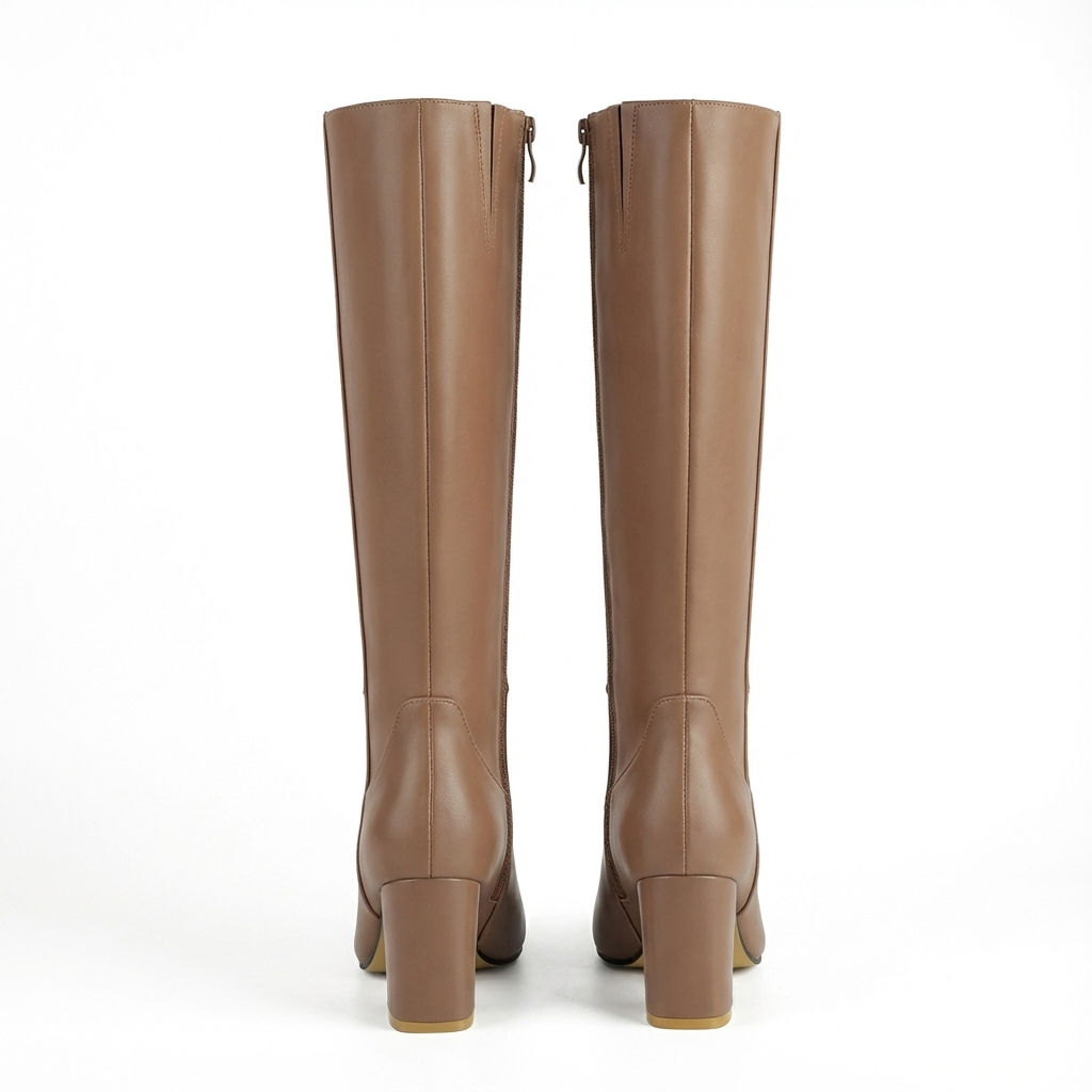 Santiag haute camel Simili Cuir Femme - Élégance sexy avec talon carré 3