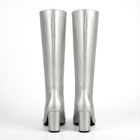 Botte haute argenté Simili Cuir Femme - Élégance western argentée avec confort moderne 3