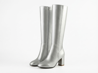 Botte haute argenté Simili Cuir Femme - Élégance western argentée avec confort moderne 1