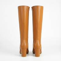 Santiag haute camel Simili Cuir Femme - Design moderne à talon carré épais 3