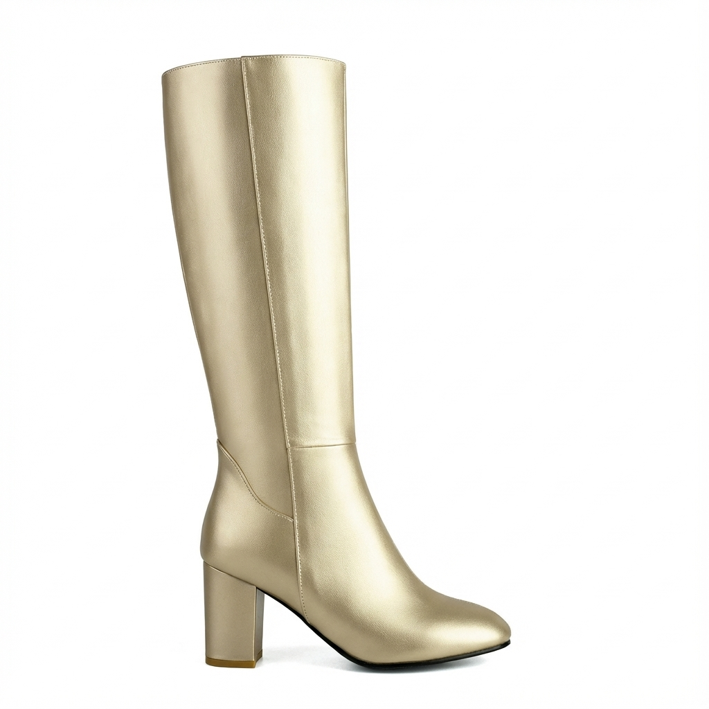 Botte haute doré Simili Cuir Femme - Santiags dorées au style western chic 2