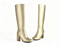 Botte haute doré Simili Cuir Femme - Santiags dorées au style western chic 1