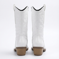 Santiag mi-haute blanc Synthétique Femme - Style western avec broderies élégantes 3