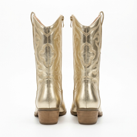 Santiag mi-haute dorée Simili Cuir Femme - Broderies western et éclat doré chic 3
