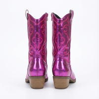 Santiag mi-haute violet Synthétique Femme - Finition métallisée et broderie western 3