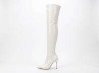Botte haute blanc Synthétique Femme - Audacieuse santiag blanche à talon aiguille 2