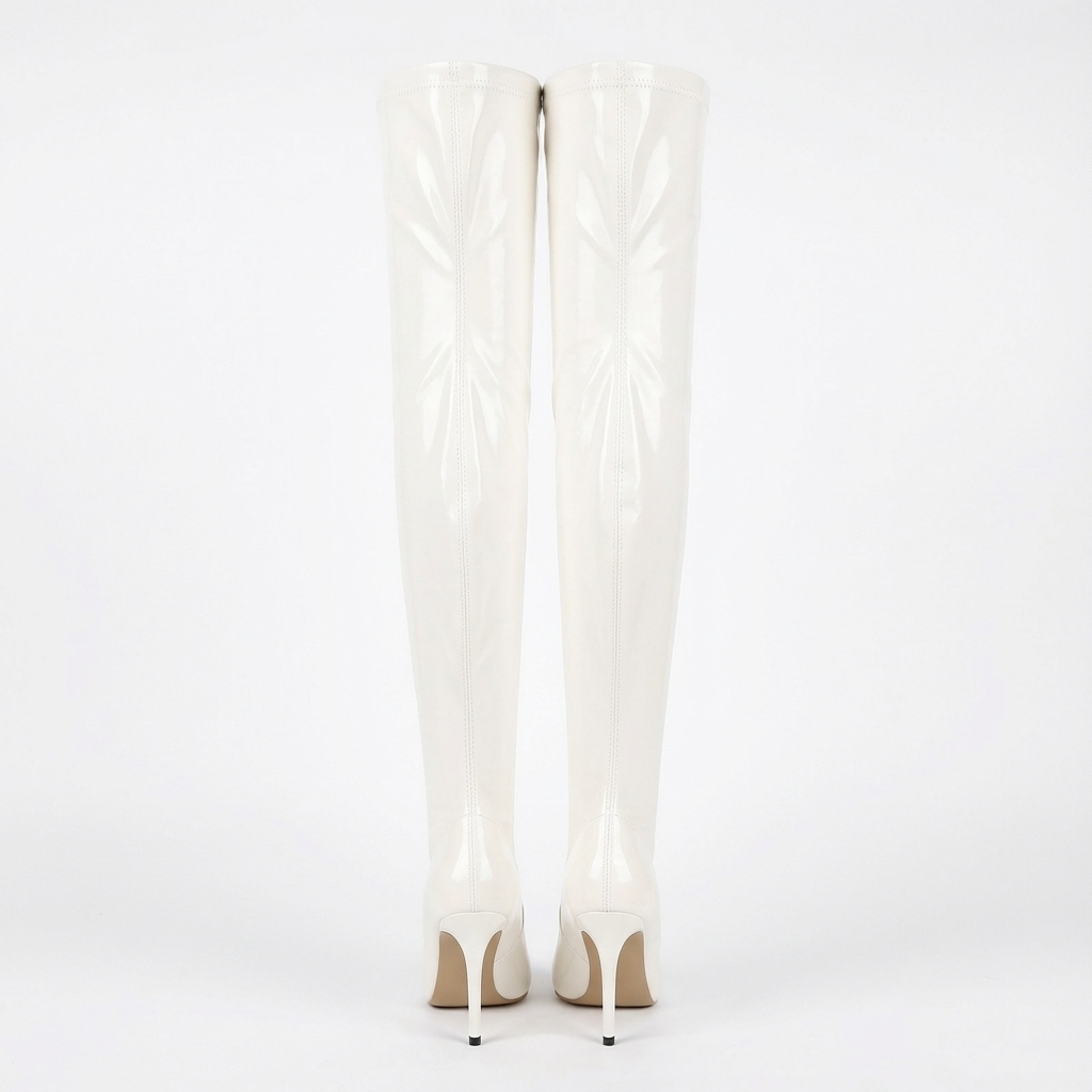 Botte haute blanc Synthétique Femme - Audacieuse santiag blanche à talon aiguille 3