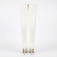 Botte haute blanc Synthétique Femme - Audacieuse santiag blanche à talon aiguille 3