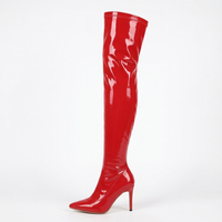 Botte haute rouge Synthétique Femme - Cuissardes rouges vernis, talons aiguilles 2
