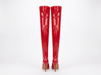 Botte haute rouge Synthétique Femme - Cuissardes rouges vernis, talons aiguilles 3