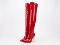 Botte haute rouge Synthétique Femme - Cuissardes rouges vernis, talons aiguilles 1