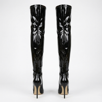 Botte haute noir Cuir Femme - Cuissardes verni à talon aiguille 3
