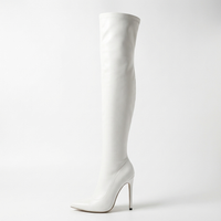 Botte haute blanc Cuir Femme - Cuissardes élégantes à talons aiguilles 2