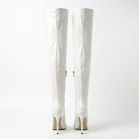 Botte haute blanc Cuir Femme - Cuissardes élégantes à talons aiguilles 3