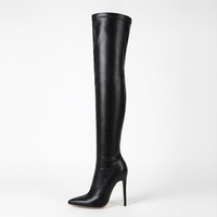 Botte haute noir Synthétique Femme - Santiags noires à talons aiguilles 2
