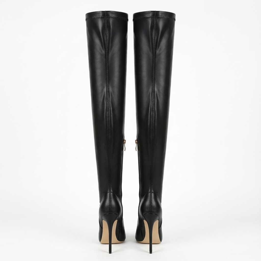 Botte haute noir Synthétique Femme - Santiags noires à talons aiguilles 3