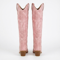Santiag haute rose Simili Cuir Femme - Broderies florales roses élégantes et uniques 3