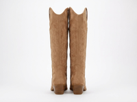 Santiag haute camel Simili Cuir Femme - Broderies florales, bout amande élégant 3