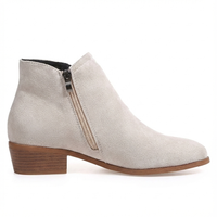 Santiag basse beige Daim Femme - Style British avec boucle et fermeture éclair 2