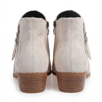 Santiag basse beige Daim Femme - Style British avec boucle et fermeture éclair 3