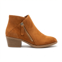 Santiag basse camel Daim Femme - Bottines élégantes avec zip latéral 2