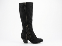 Santiag haute noir Daim Synthétique Femme - Talon carré, fermeture éclair élégante 2