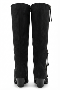 Santiag haute noir Daim Synthétique Femme - Talon carré, fermeture éclair élégante 3
