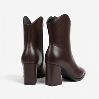 Bottine haute marron Cuir Femme - Santiags modernes à talons carrés 3