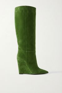 Botte haute vert Daim Synthétique Femme - Santiags vertes à talons compensés 2