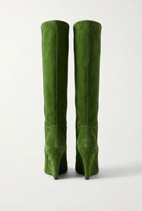 Botte haute vert Daim Synthétique Femme - Santiags vertes à talons compensés 3