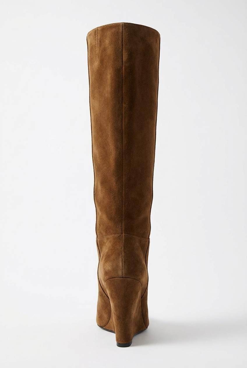 Botte haute marron Daim Synthétique Femme - Santiags élégantes au style western moderne 3