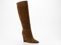 Botte haute marron Daim Synthétique Femme - Santiags élégantes au style western moderne 1