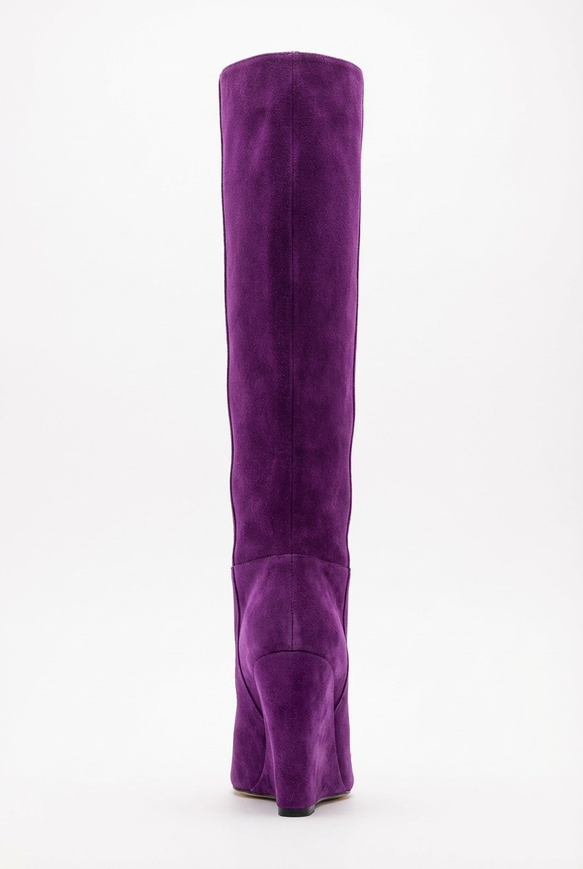 Botte haute violet Daim Synthétique Femme - Santiags violettes à talons compensés 3