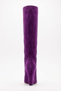 Botte haute violet Daim Synthétique Femme - Santiags violettes à talons compensés 3