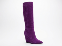 Botte haute violet Daim Synthétique Femme - Santiags violettes à talons compensés 1