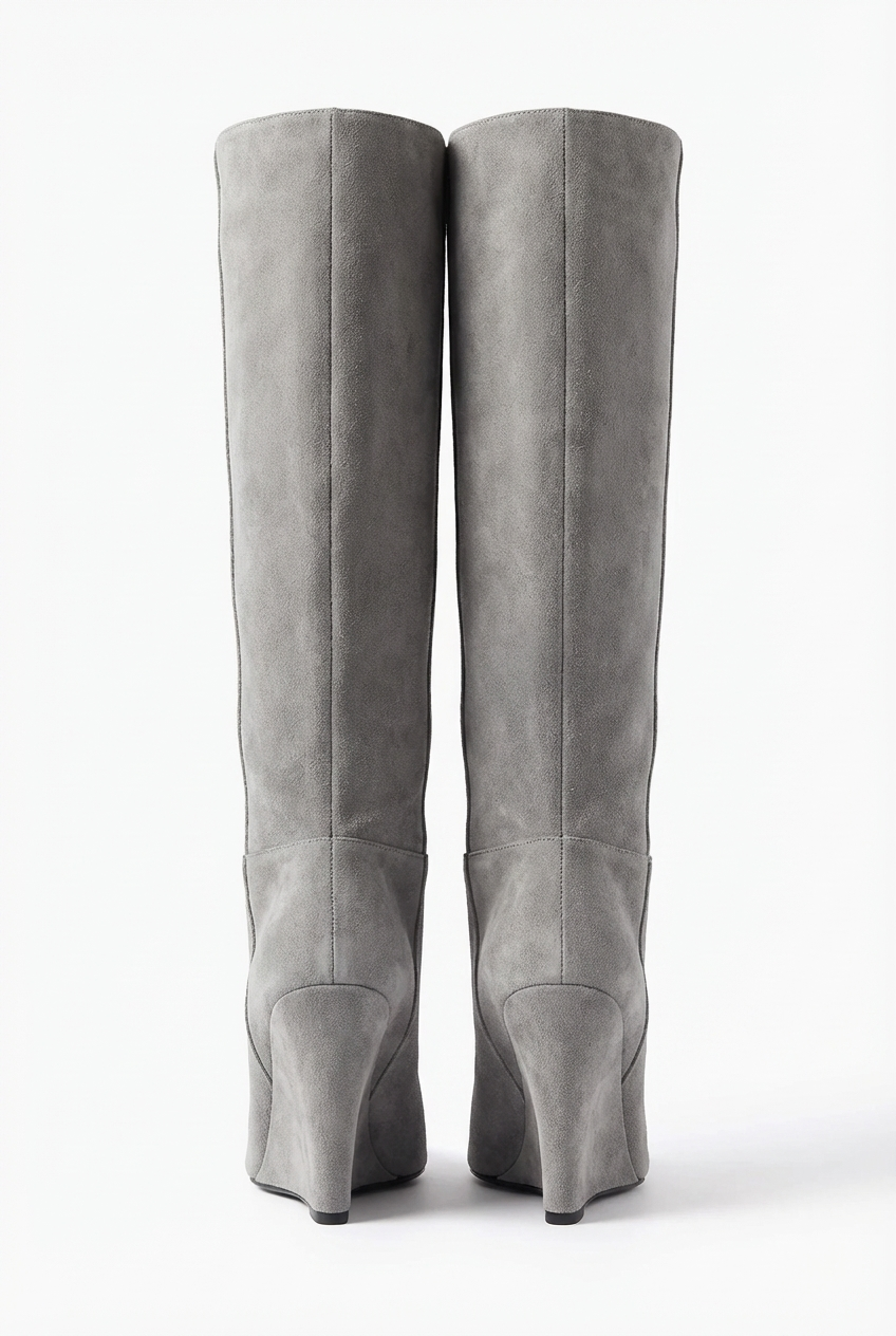 Botte haute gris Daim Synthétique Femme - Santiags modernes en daim avec pointe audacieuse 3