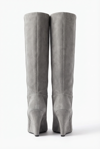 Botte haute gris Daim Synthétique Femme - Santiags modernes en daim avec pointe audacieuse 3