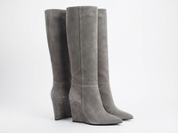 Botte haute gris Daim Synthétique Femme - Santiags modernes en daim avec pointe audacieuse 2