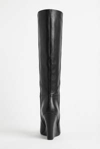 Botte haute noir Simili Cuir Femme - Santiags noires à tige haute élégante 3