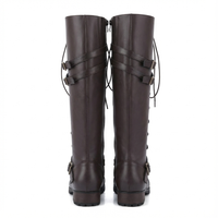 Botte haute marron foncé Synthétique Femme - Santiags chic avec touches militaires élégantes 4