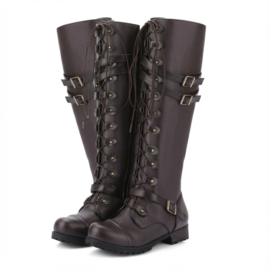 Botte haute marron foncé Synthétique Femme - Santiags chic avec touches militaires élégantes 2