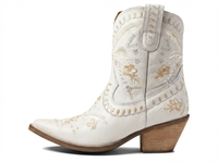 Santiag mi-haute blanc Femme - Motif floral élégant et talon classique 2