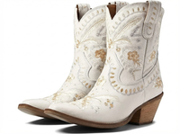 Santiag mi-haute blanc Femme - Motif floral élégant et talon classique 1